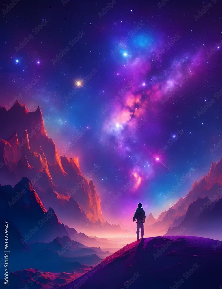 Fototapeta premium Lonely in the universe. AI generated