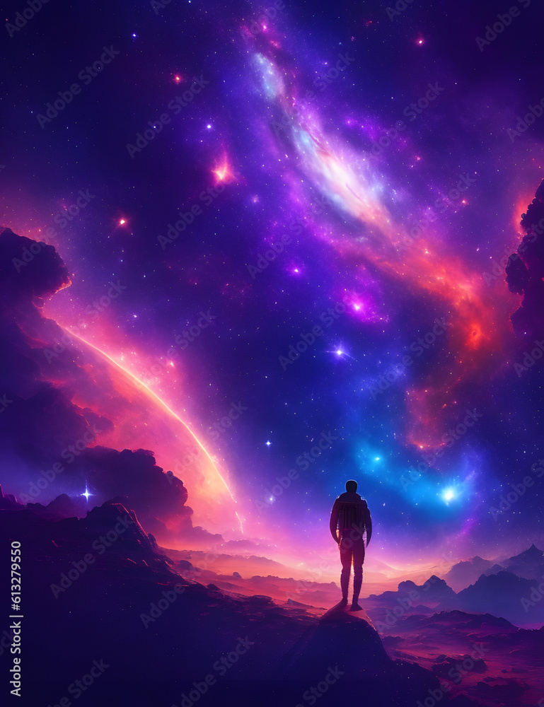 Fototapeta premium Lonely in the universe. AI generated