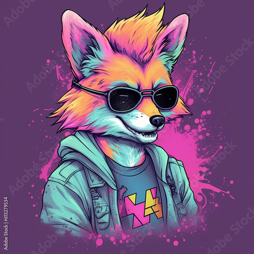 Weirdcore punk fox. Created using ai geneartive.  photo