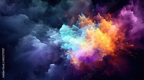 a modern colorful powder wallpaper, exploding background, ai generated image © Sternfahrer