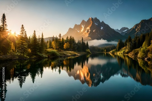 sunrise over lake