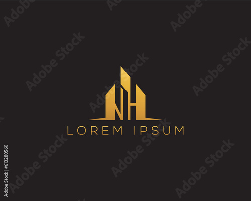 Luxury NH with real estate logo design illustration