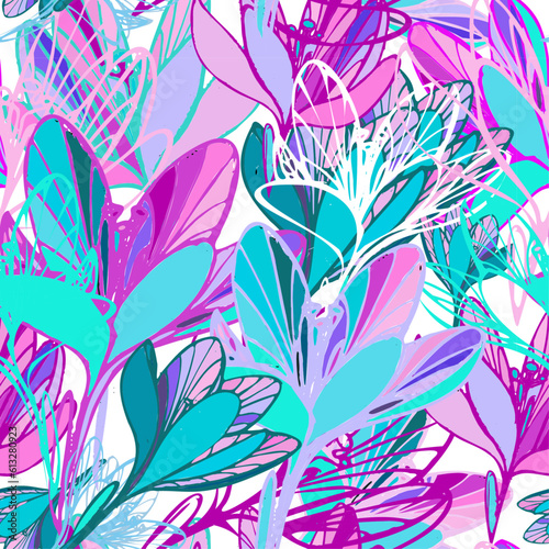 patterns, abstraction, flowers, floristry, leaves, outline, rainbow, color, background, packaging, design
