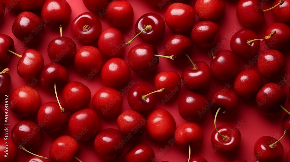 Cherries, isolated background pattern, Generative AI. Cherries, isolated background pattern, Generative AI.