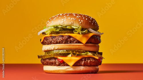 Fototapeta Naklejka Na Ścianę i Meble -  Burger Gastronomy- Background Illustration, Generative AI.