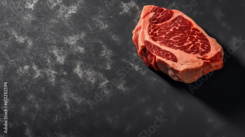 Steak on a Minimalist Slate Canvas, Generative AI.