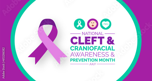 National Cleft and Craniofacial Awareness and Prevention Month background, banner, poster and card design template celebrated in July.