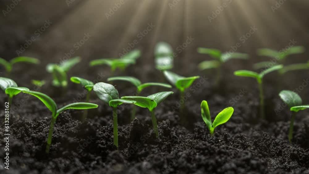 Fresh Green Plants Growing In Time Lapse Cucumber Sprouts Germination From Seeds In Soil Beautiful Agriculture At Springtime Green Seedling In Wet Soil Shot in 8k Resolution