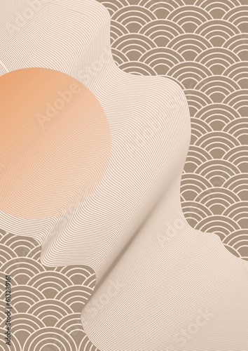 Traditional Japanese motifs silhouettes in poster. Wagara elements. Vector illustration for poster, banner, advertising, cover.