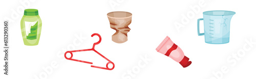 Plastic Waste as Garbage and Trash for Recycling Vector Set