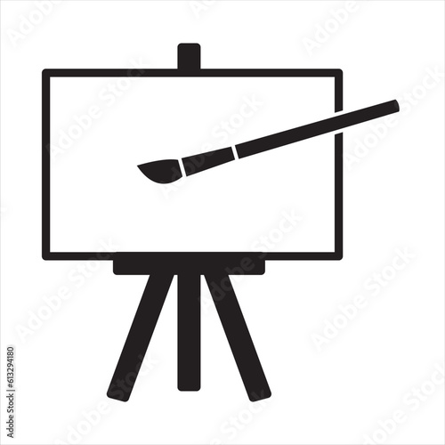 Wooden easel with blank canvas ,wooden easel icon, painting icon vector.