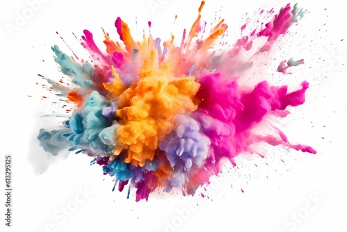 A colorful paint splashing in the air. Generative AI