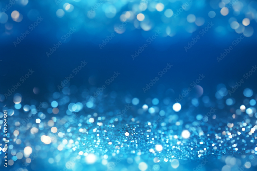 blue christmas background defocused lights. AI generated