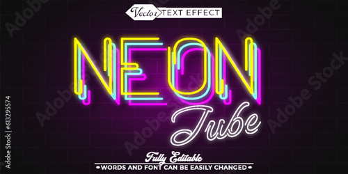 Neon Tube Vector Editable Text Effect Template