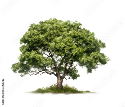 Oak tree isolated on white background. Generative Ai.  