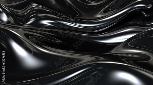 Metallic abstract wavy liquid background.