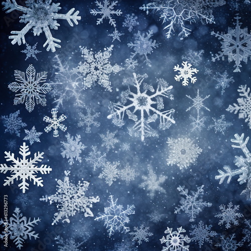 Beautiful magical winter background with snowflakes and bokeh for christmas theme.Generative AI