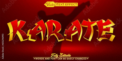 Fighting Sport Karate Vector Editable Text Effect Template