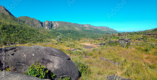 mountain landscape at Chapada dos Veadeiros National Park in Goias, Brazil photo