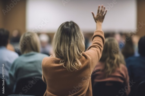 Woman raising her hand generative AI