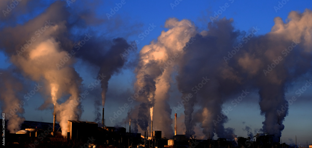 Factory Pollution in the Sky Smoke Rising Pollutants in the Air