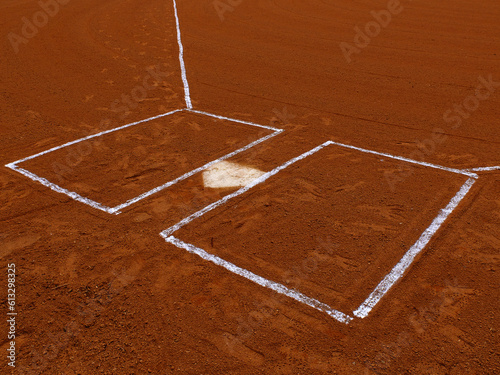 Baseball Diamond Base or Plate White Against Dark Dirt for Competition and Playing Game
