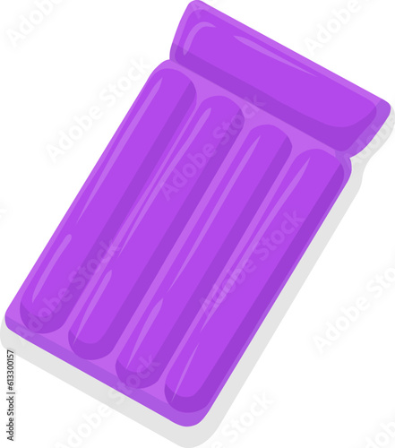 An air mattress icon for swimming in the pool or on the beach, a flat vector illustration highlighted on a white background. Camping and sea recreation equipment, swimming pool.Inflatable mattress for