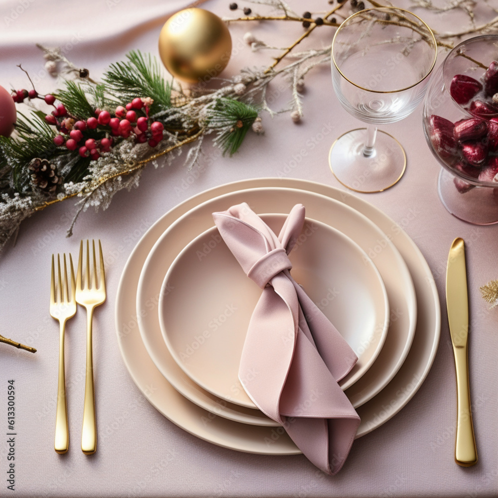 christmas table setting with christmas decorations christmas table setting with christmas decorations
