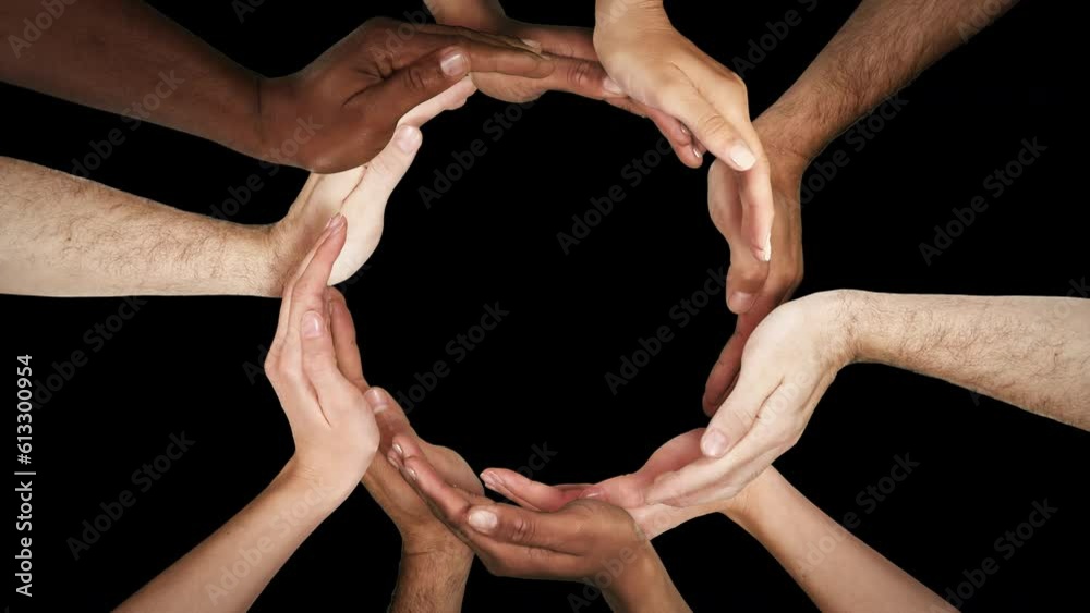 Hands in a circle. Multiracial female and male hands making a circle. Luma matte. More options in my portfolio.