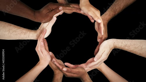 Hands in a circle. Multiracial female and male hands making a circle. Luma matte. More options in my portfolio.