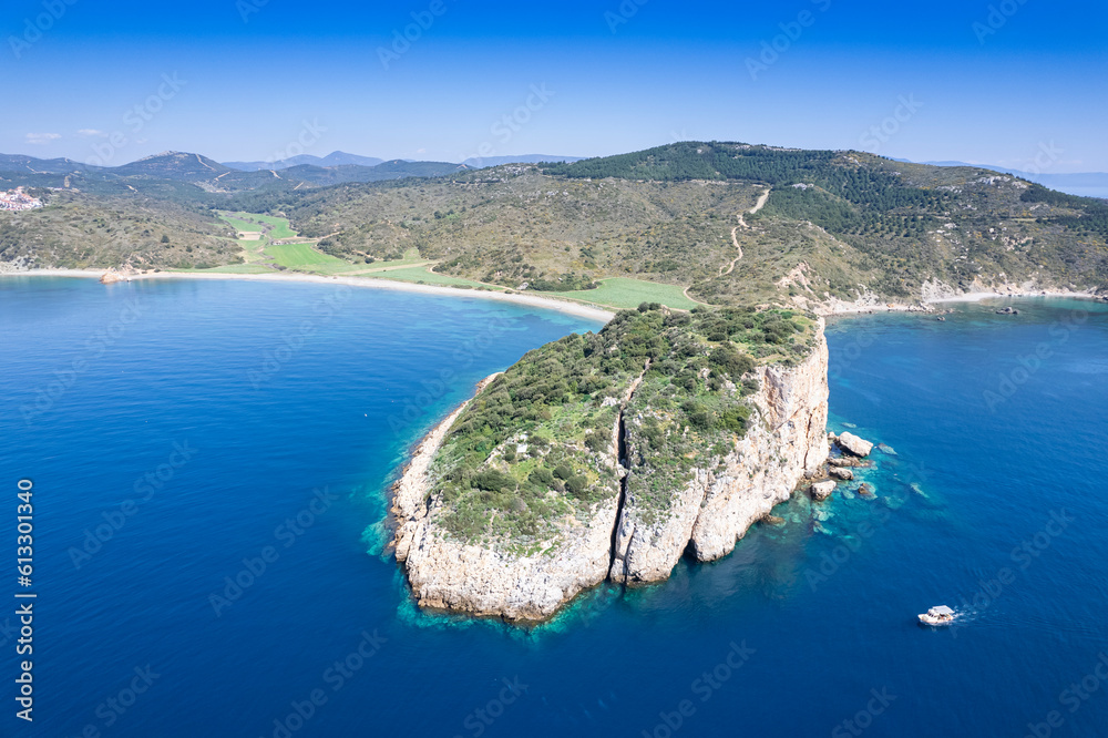 Fototapeta premium Cifit Castle Island in Seferihisar Doğanbey town, Izmir City - Turkey