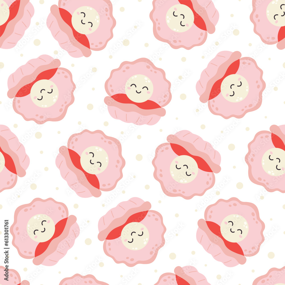 cartoon seamless pattern of cute shell with pearl cartoon seamless pattern of cute shell with pearl