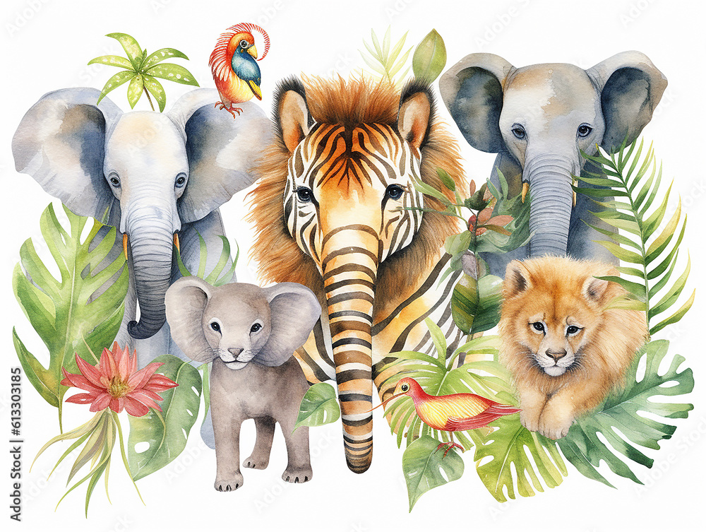 Sfondo Rotondo 2x2m Safari Giungla Animali – Per Baby Shower, Compleanno E Feste A Tema, In Poliestere Opaco Lavabile