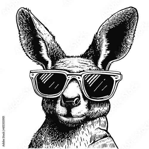 cool kangaroo wearing sunglasses sketch