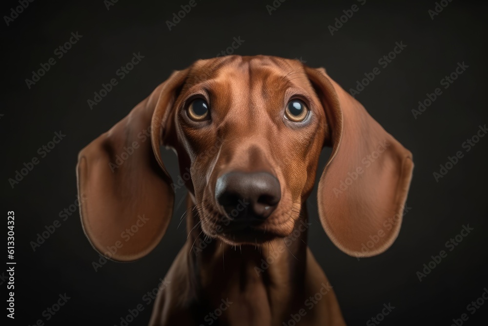 close-up portrait of a canine on a black background. Generative AI close-up portrait of a canine on a black background. Generative AI