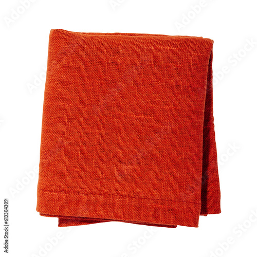 Canvas Print Orange color folded cotton napkin isolated