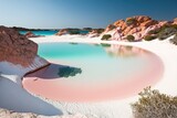 Budelli Island in the Maddalena Archipelago of Sardinia, Italy, offers a beautiful pink sand beach. Generative AI