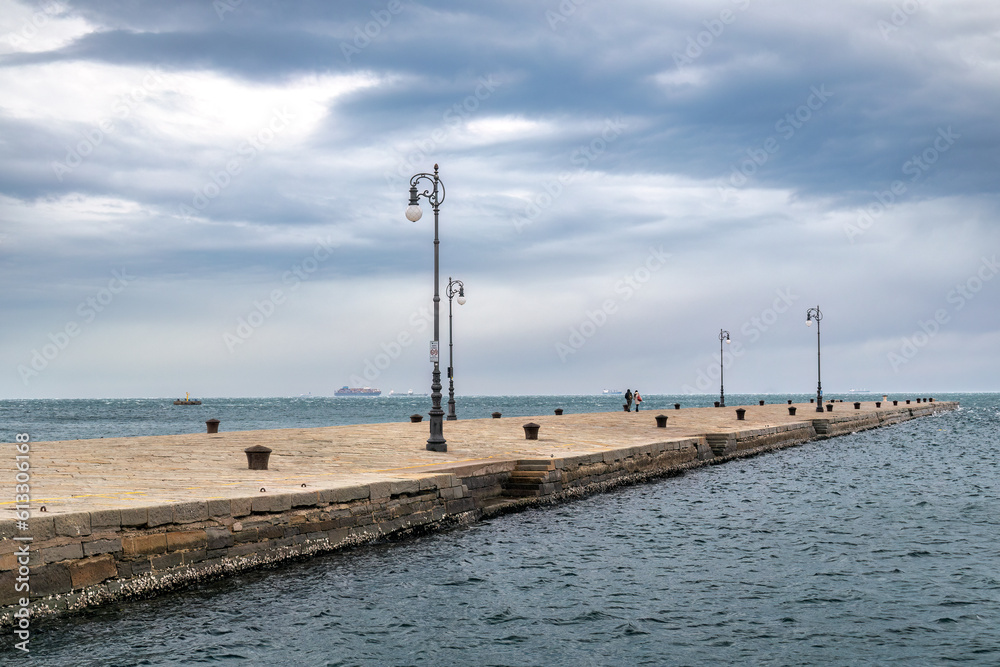 The Audace pier at seafront of Trieste, Italy, Europe.