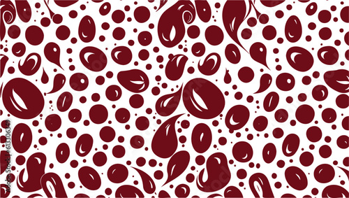 Vector illustration of red blood drops. Drops of blood, red paint or blood on the surface.
