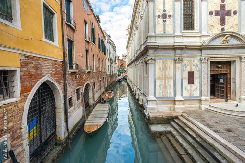 The canal in Venice near the church  Italy  Europe.