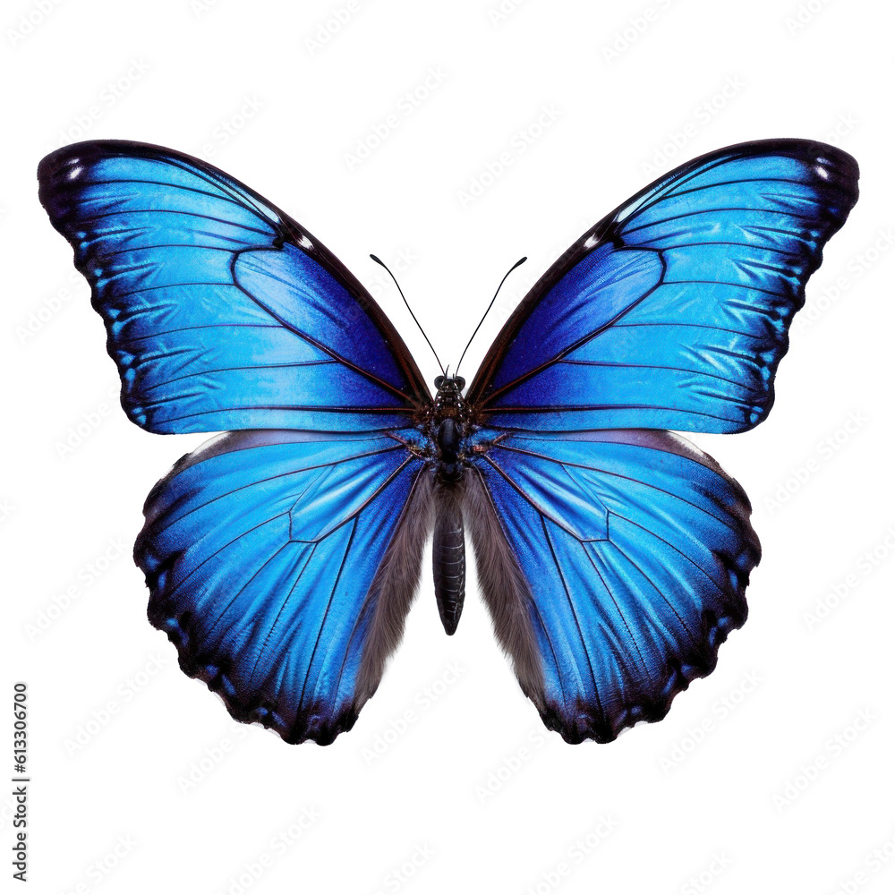 Blue butterfly isolated. Illustration AI Generative.