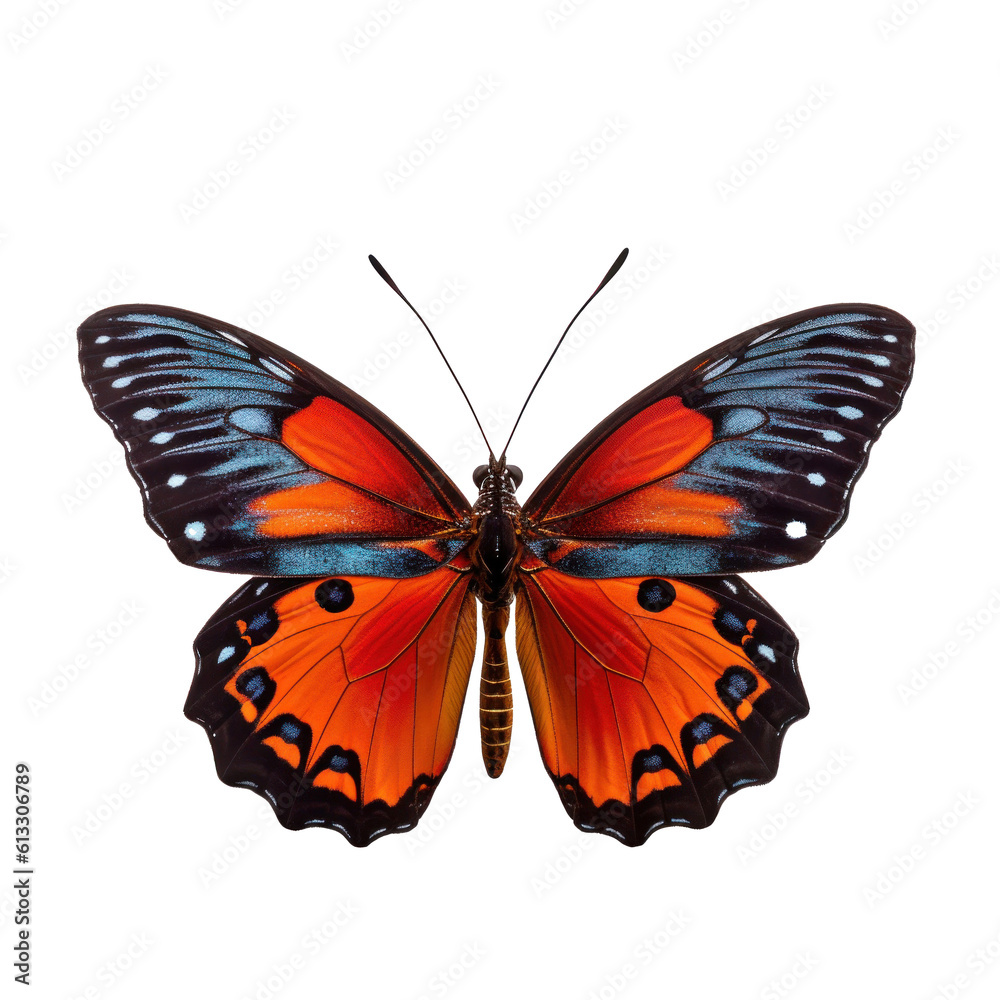 Fototapeta premium Tropical butterfly isolated. Illustration AI Generative.