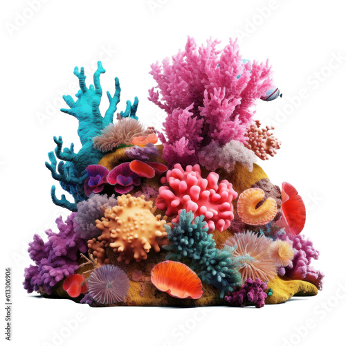 Coral reef isolated. Illustration AI Generative. © ArtCookStudio