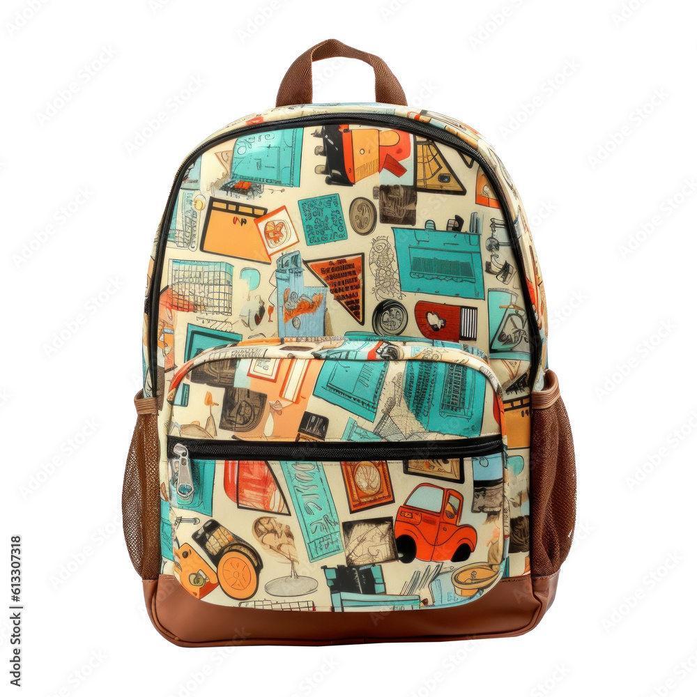School backpack isolated. Illustration AI Generative.