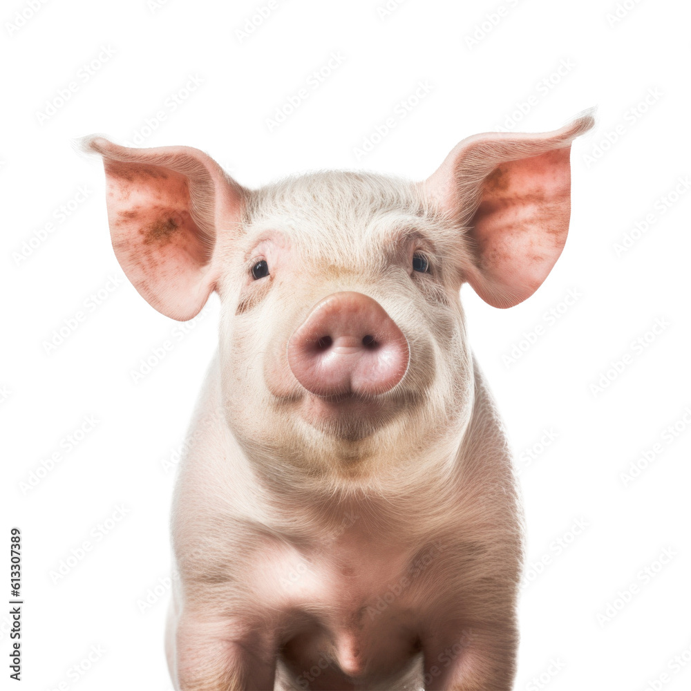 Cute pig portrait isolated. Illustration AI Generative. Cute pig portrait isolated. Illustration AI Generative.