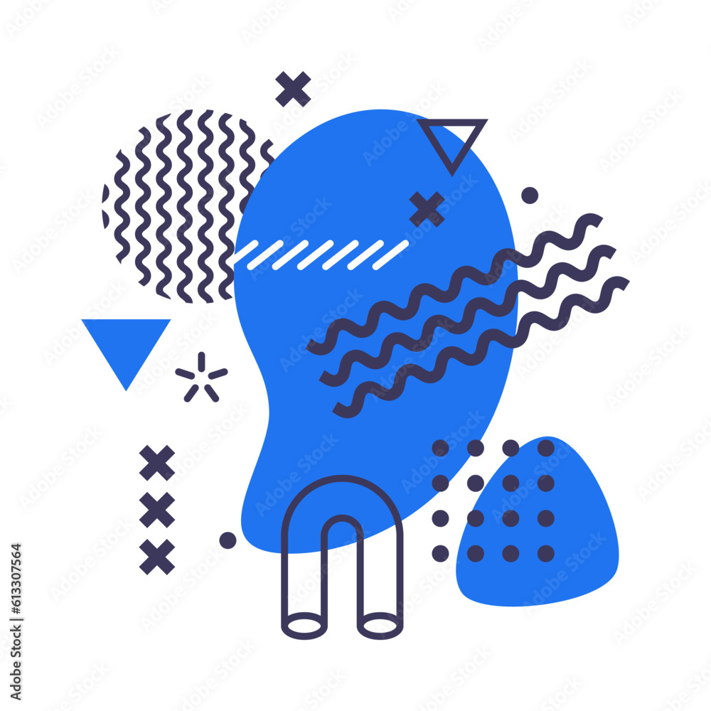 Fototapeta premium Abstract Composition with Geometric Figure and Bright Shape Collage Vector Illustration