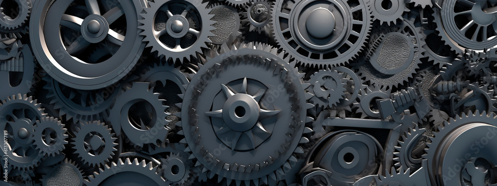gears close-up. black and white abstract industrial background. Generative Ai. gears close-up. black and white abstract industrial background. Generative Ai.