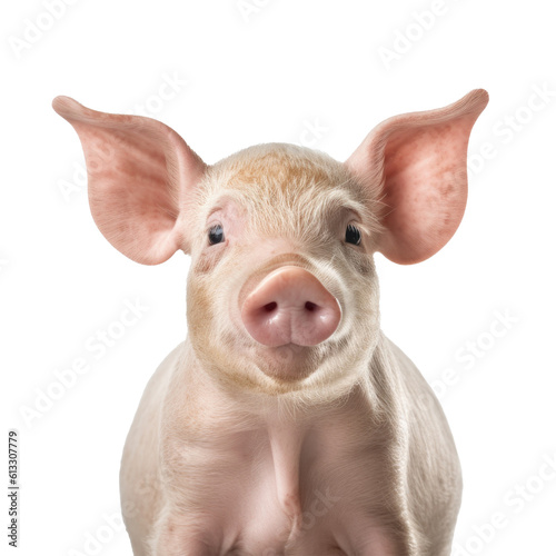 Cute pig portrait isolated. Illustration AI Generative.