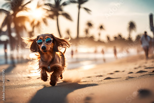 Sun-Kissed Tails: A Dog's Beachside Paradise photo