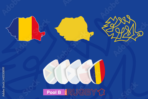 Maps of Romania in three versions for rugby international championship.